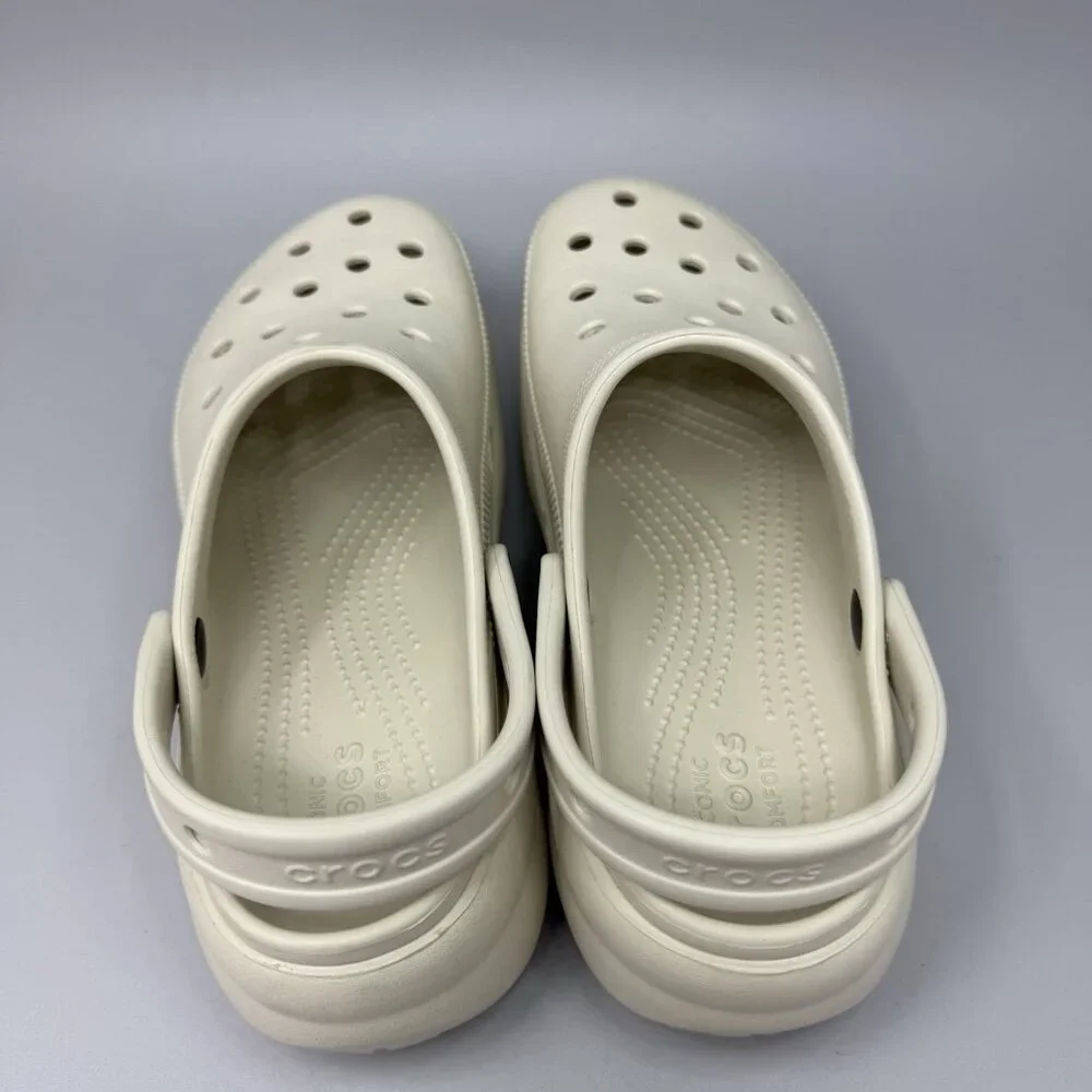 Crocs Classic Bae Platform Clog Shoes Womens Size 8 Beige Tan Slip On Comfort - Picture 8 of 10